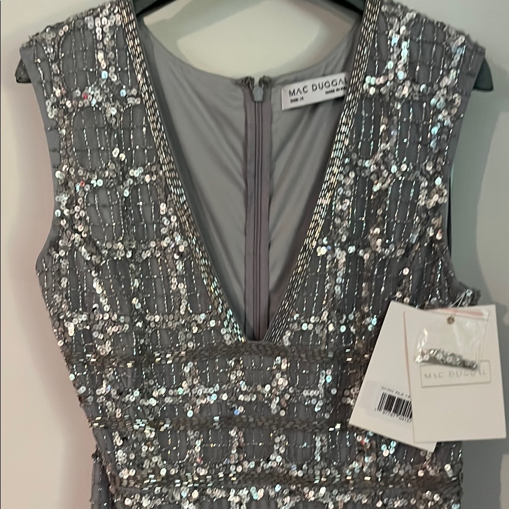 Mac Duggal Glittering Silver Sequin Gown
